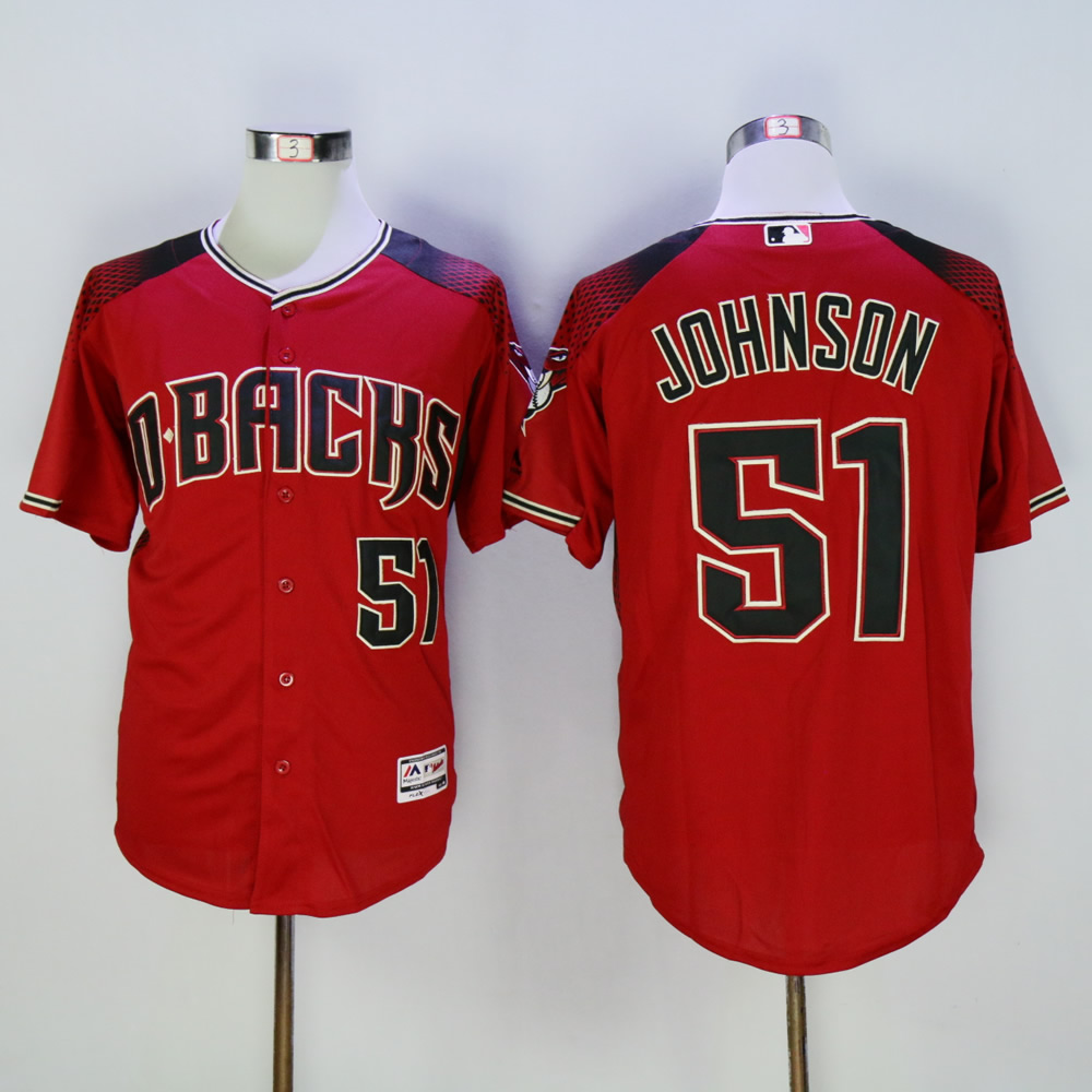 Men Arizona Diamondback 51 Johnson Red MLB Jerseys